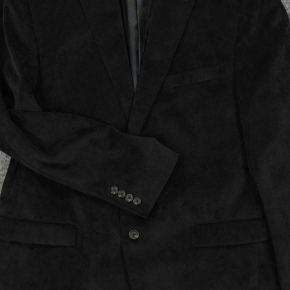Chaps Blazer Mens 44R Black Corduroy Two Button Stretch Sport Coat Classic‎ Fit